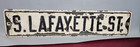 Vintage Street Sign Lafayette St  Gas Oil  Embossed Metal Road Sign  28  X 6 