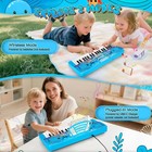 37 Keys Kids Piano Keyboard With Microphone Music Stand For 3 4 5 6 - Blue
