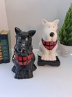 Vintage White Ceramic Scotty Dog Biscuit Canister  11  H  Euc mint
