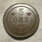 1895 Schweden 5 Ore - Key Date - Ms Unc - Choice Chocolate Luster - Rare