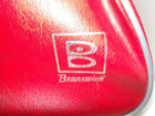 Vintage Brunswick Bowling Bag  Maroon W  Stripe  Vinyl  Single Ball  Metal Rack
