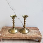 Vintage Solid Brass Candlestick Holders Pair Traditional Colonial Taper