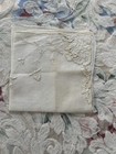 Antique Edwardian White Linen Handkerchief   Hand Embroidered Floral   Cutwork 