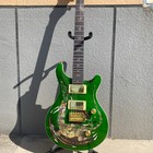 Emerald Electric Guitar Flame Maple Top Solid Mahogany Body Gold Hardware 6 Stri