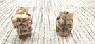 Vintage Netsuke Figurine Set - Rotating Face - Resin Epoxy Signed Japan