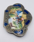 Antique Italian 800 Silver Ornate Enamel Scene Compact