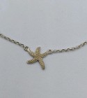 Vtg Sterling Silver Textured Starfish Rolo Chain Lobster Clasp 925 Anklet Adj 