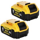 2pack 8000mah Replace For Dewalt 20v Max Battery 20v Lithium-ion Dcb200 Dcb200-2