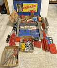 1940-50   s Gilbert Erector Set Plus Huge Lot Of Parts From Multiple Sets Blue Box