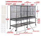 Large Double Birdhouse Treehouse Bird Breeder Cage Center Divider Rolling Stand