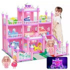 10 Rooms Huge Dollhouse Doll House Colorful Light 2 Dolls Play House Toys Gift