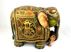 Beautiful Large Hand Carved Painted Wooden Indian Elephant 12 5    Tall X 15    Long