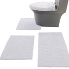 Madeals Bath Rug Set Combo - 4 Piece Toilet Lid Cover And U-shaped Toilet Floor