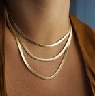 14k Gold Plated  Solid  925 Sterling Silver Herringbone Chain Necklace Unisex