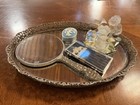 Antique Mirrored Vanity Tray Vintage Ladies Dresser Set Emptyperfume Bottles Lot