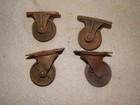Antique Vintage Cast Iron Industrial Caster Cart Wheels 2 Fixed  2 Swivel