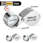 Jewelers Eye Loupe Set 10x 20x Foldable Hand Lens Pocket Magnifying Silver