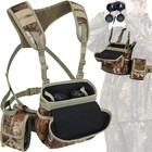 Camo Binocular Chest Pack Harness With Rangefinder Pouch Rain Cover Hunting Gear