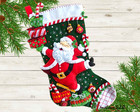 New Finished Bucilla Christmas Stocking - Santa s Festive Frolic - Handmade