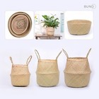 Set 3 Woven Seagrass Belly Basket For Storage Plant Pot Baskets Laundry Picnic 