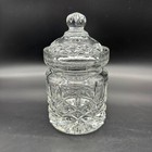 Vintage Crystal Biscuit Jar Intricate Glass Storage Container Fifth Ave Poland