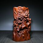 Exquisite Chinese Antique Wood Carving Boxwood Carved Nice Flower Bird Brush Pot