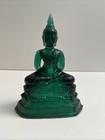 Vintage Buddha Statue Green Glass Figurine Peaceful 6    Tall L  k 