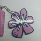 Coach Key Chain Fob Purple Pink Flower About 2 x3  And Pink Coach Tag Charm Euc