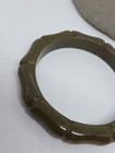 Vintage Bakelite Olive Green Bamboo Style Bangle Bracelet Med-lg 11mm