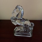 Vintage Le Smith Glass Clear Rearing Horse Bookend - Perfect 