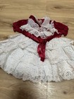 Vintage Girls Merry Girl Party Dress  Red Frilly Ruffle Size 2 Pageant