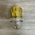 Vintage Brass Ship Wall Sconce Caged Glass Nautical Marine Passageway Light