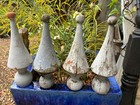 4 Super Shabby Vtg Greyish Wood Finials Salvaged Antique Architectural 9 1 2 x3 