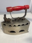 Antique Iron Coal Iron Made Of Cast Iron With Wooden Handle And Rooster