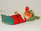 Vintage Large 9  Christmas Elf Pixie Doll Stuffed W rubber Face   Long Nose