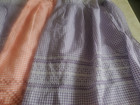 Vintage Lot 3 Gingham Check Hand Embroidered Half Aprons
