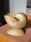 Vintage Solid Brass Nautilus Seashell Vase planter Shell Beachy coastal nautical