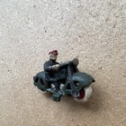 Vintage Diecast Motorcycle With Rider Figure - Green Black Red White Approx 3 In