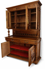 Antique Renaissance Revival Walnut Hunt Scene Sideboard Hutch Cabinet