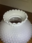 Vintage White Milk Glass Hobnail Ruffled Top Light Shade 10  Fitter  2 Read