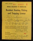 Rw21 - 1954 Federal Duck Stamp On Indiana Hunting License