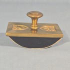 Antique Victorian Ornate Brass   Wood Ink Blotter Rocker Desktop Ornament 