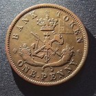 Rare 1850 Bank Of Upper Canada One Penny Token -  with Dot  Variety  pc-6a2 