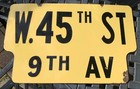 Porcelain New York City Street Sign West 45 St   9 Avenue 