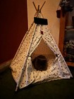 Pet Teepee Tent Cat Dog House Indoor Bed W  Cushion Portable Washable Tent