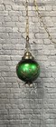 Vintage Green Ombr   Glass Globe Swag Lamp With Vintage Chandelier Crystals 