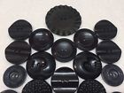 Antique   Vintage Mixed Lot Of 33 Black Buttons   Carved   bakelite  Fancy