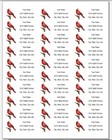150 Red Cardinal Bird Return Address Labels Personalized Printed  1 X 2 5 8