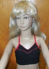 Leo s 15-82 Bra Top Black Red Trim Pinch Front W drawstring Medium Adult