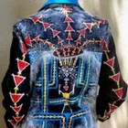 Source Unknown Multicolor Geometric Trench Coat